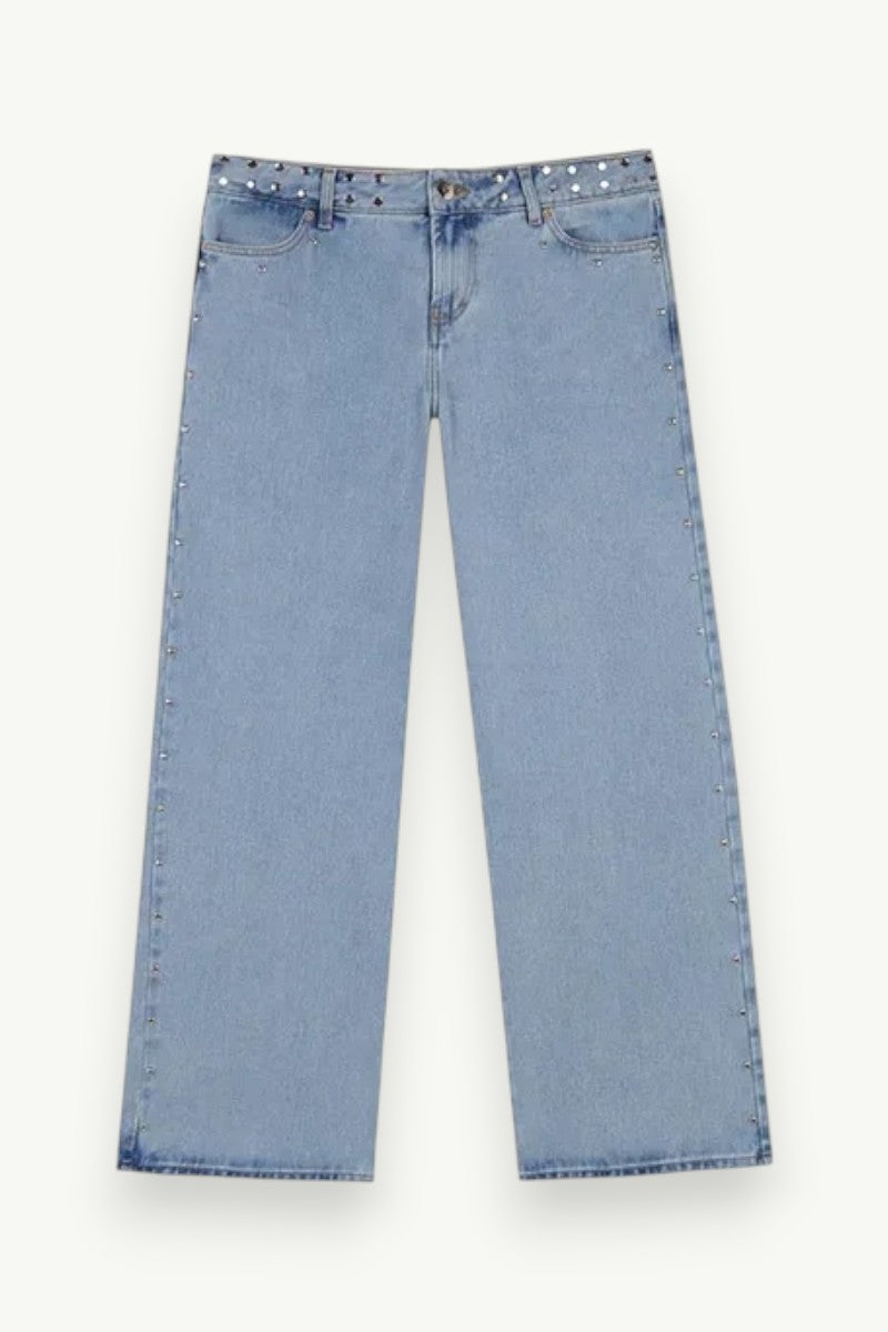 Spliced Baggy Wide-Leg Jeans