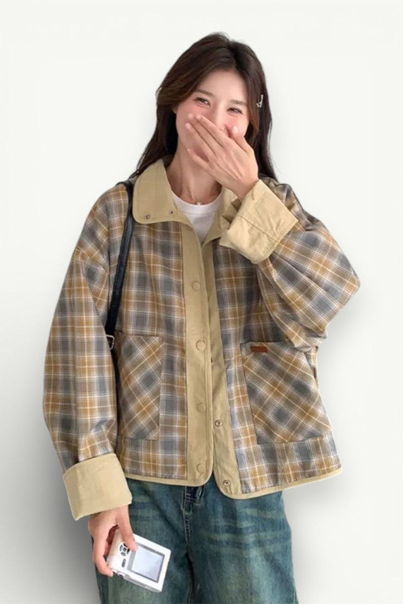 Vintage Plaid Reversible Cargo Jacket