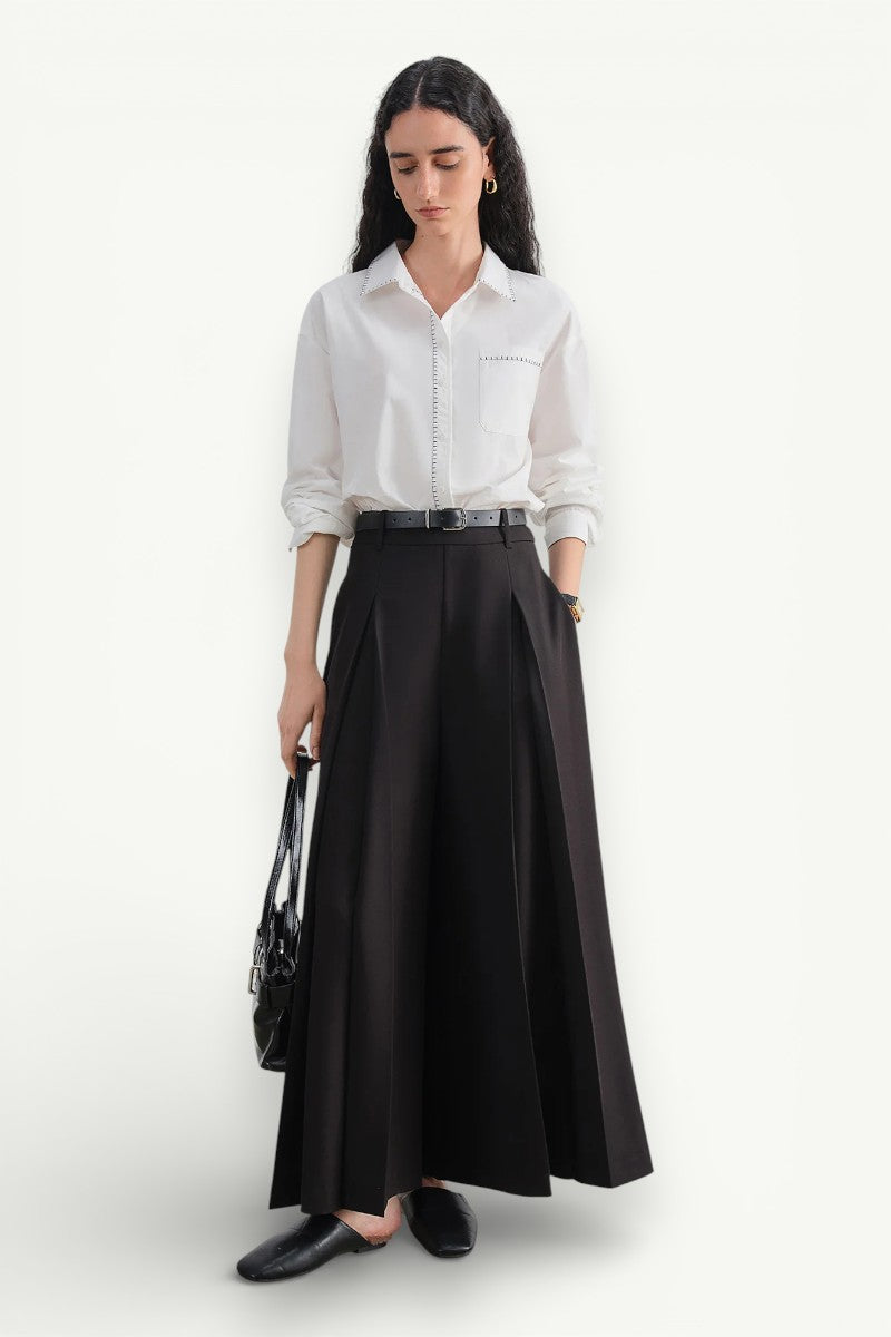 Minimalist Contrast-Trim Cotton Office Shirt