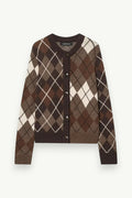 Argyle Button-Front Knit Cardigan