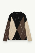 Argyle Color-Block Knit Pullover