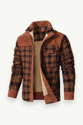 Plaid Sherpa-Lined Casual Jacket