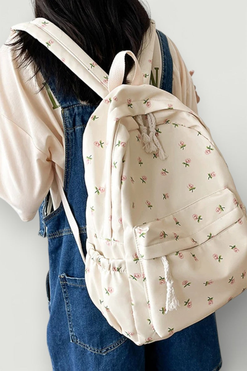Floral White School Backpack