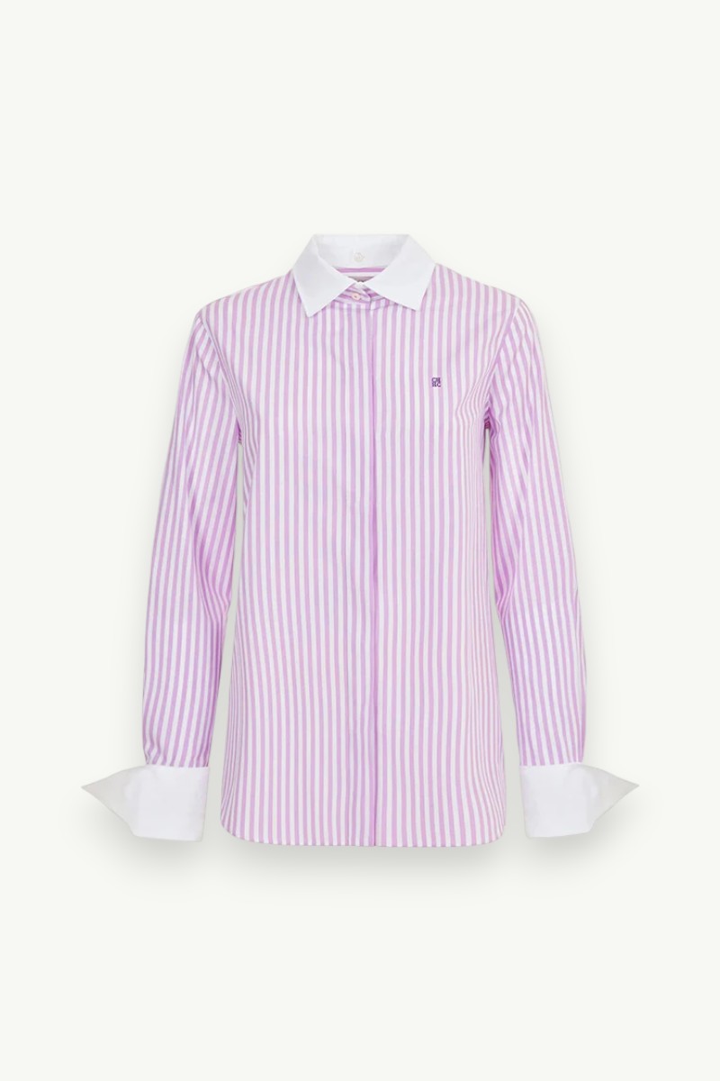 Striped Long-Sleeve Blouse Shirt
