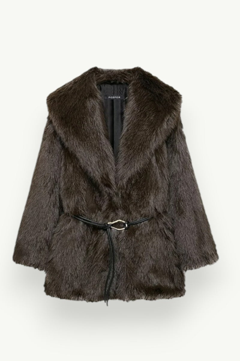 Belted Medium-Length Loose Winter Coat