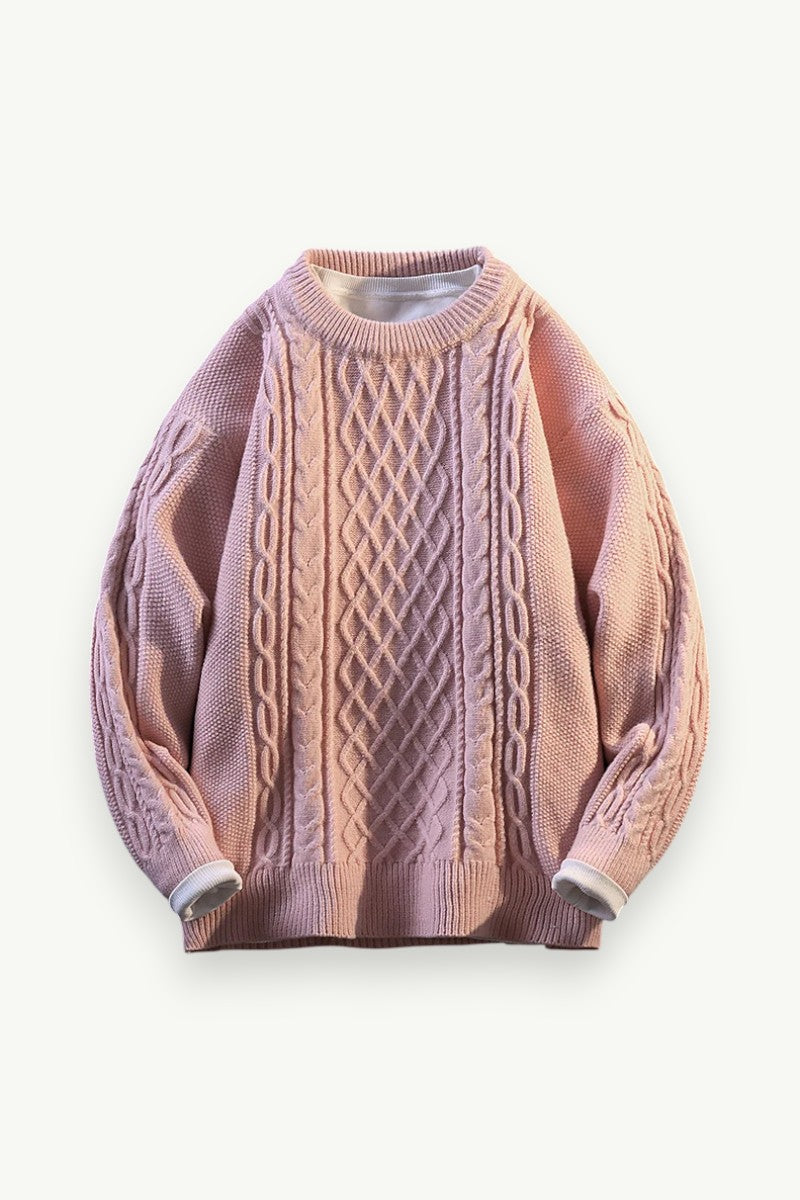 Solid Round-Neck Knit Sweater