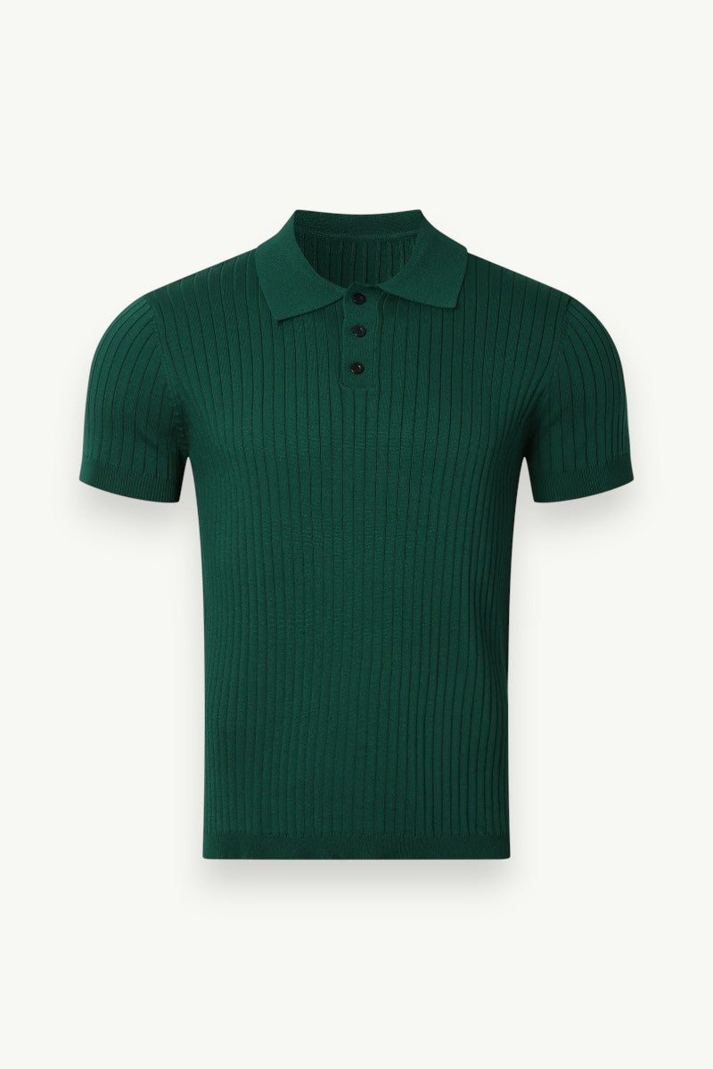 Retro Knit Lapel Polo Shirt