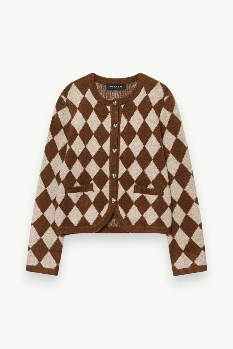 Vintage Argyle Knit Button Cardigan