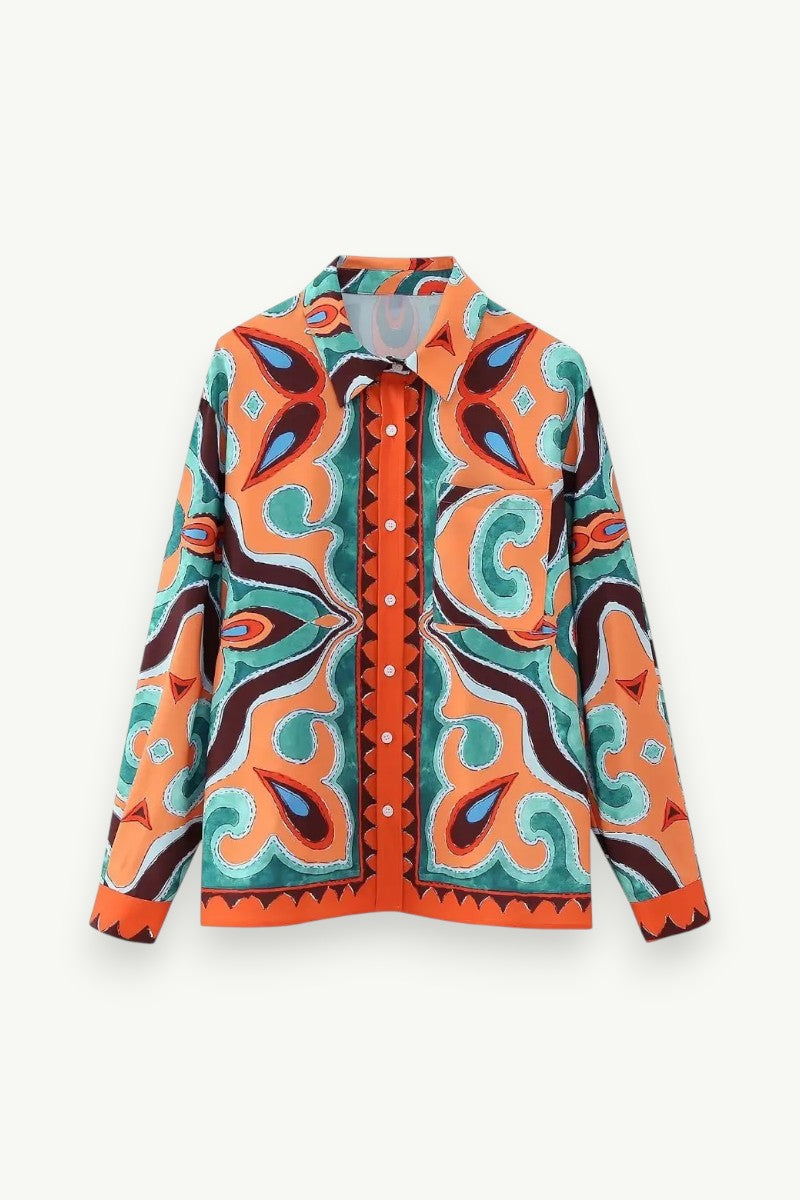 Abstract Print Long-Sleeve Shirt
