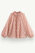 Metallic Line Print Button-Up Shirt