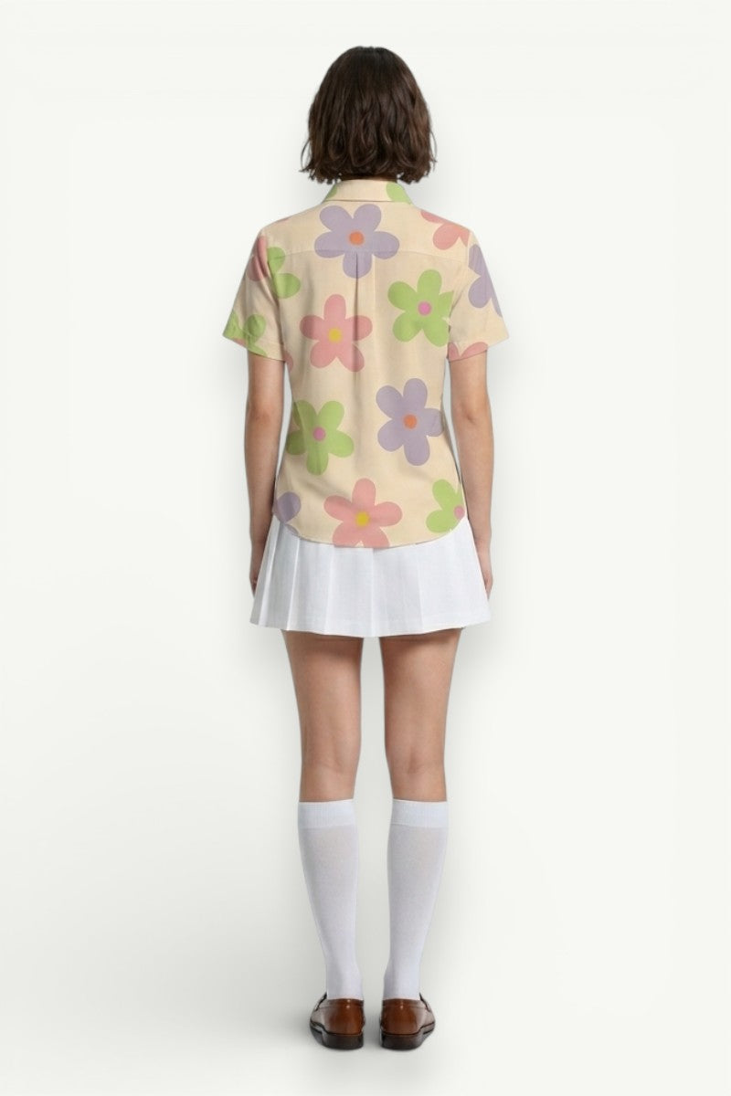 Floral Short-Sleeve Lapel Shirt