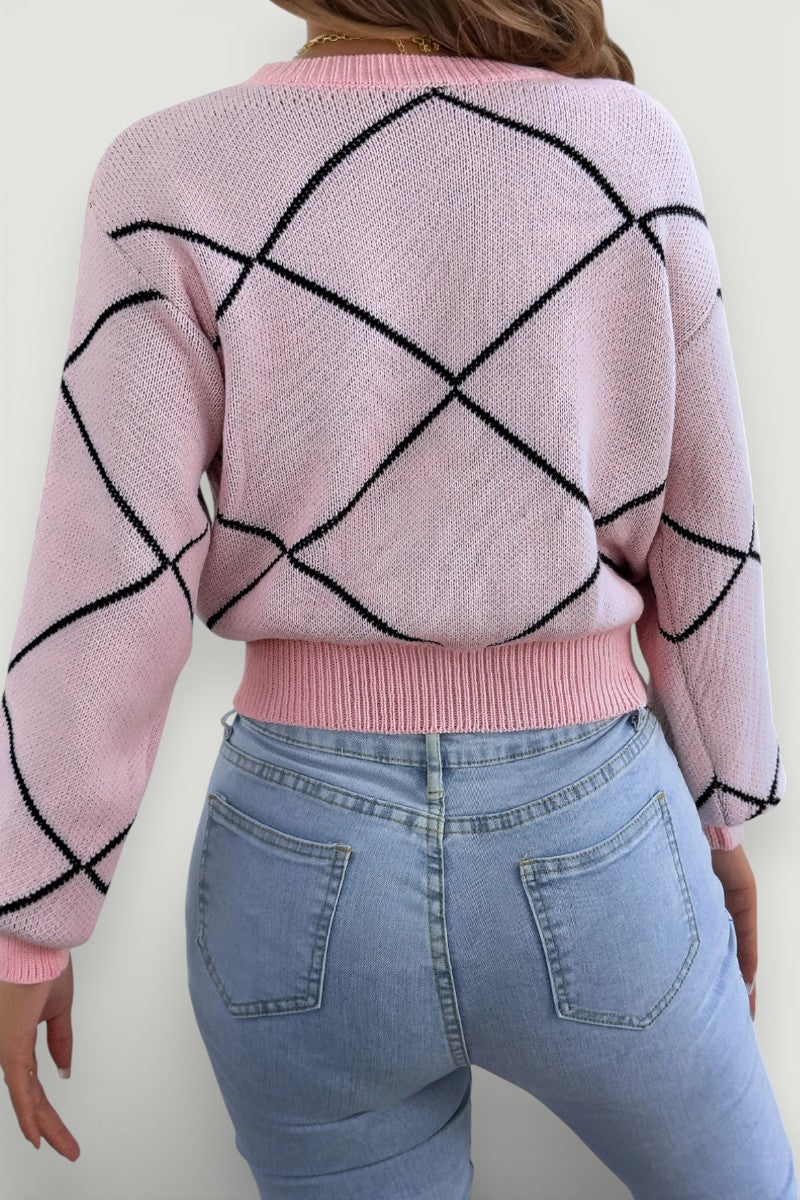 Contrast Bow Lantern Sweater