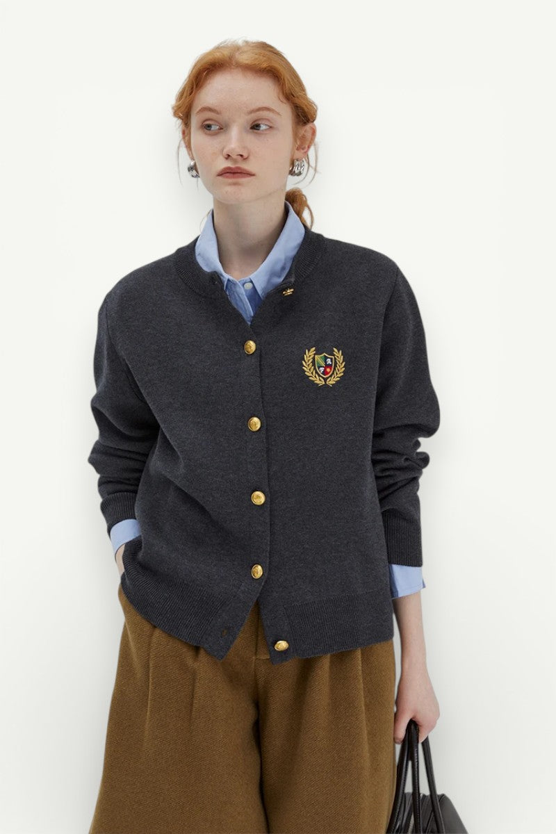 Vintage Knit Button-Front Cardigan Sweater