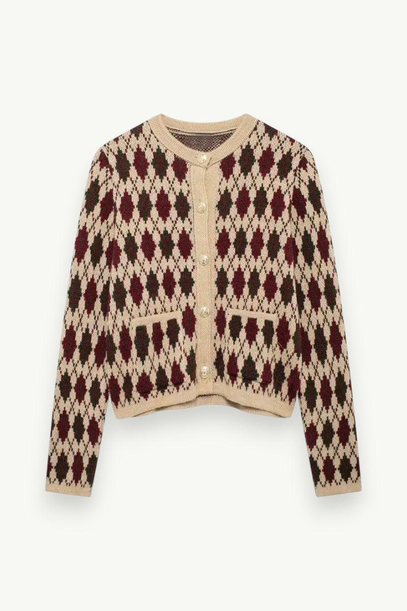 Knit Button-Up Cardigan Pockets
