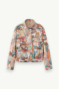 Peacock Print Cropped Street Jacket