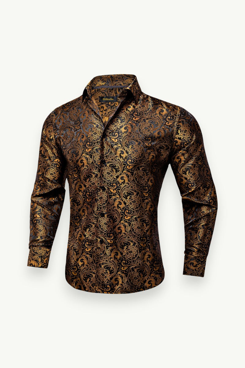 Paisley Jacquard Long-Sleeve Shirt