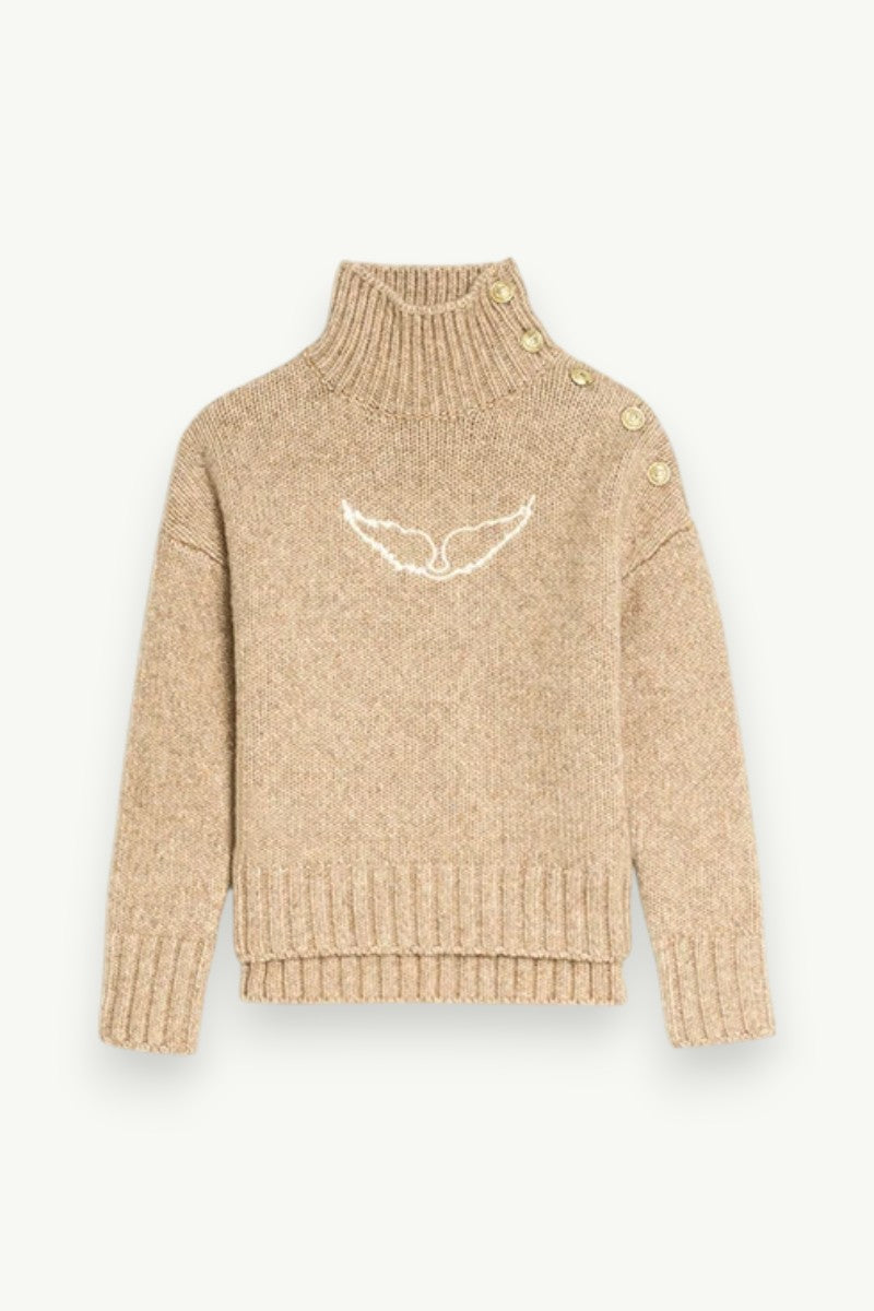 Wing Collar Knit Pullover Sweater