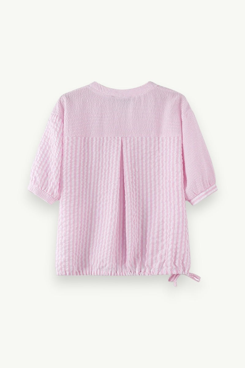 Elegant Striped V-Neck Work Blouse