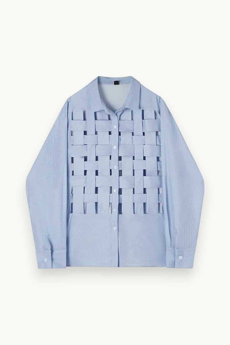 Relaxed Stripe Cut-Out Blouse