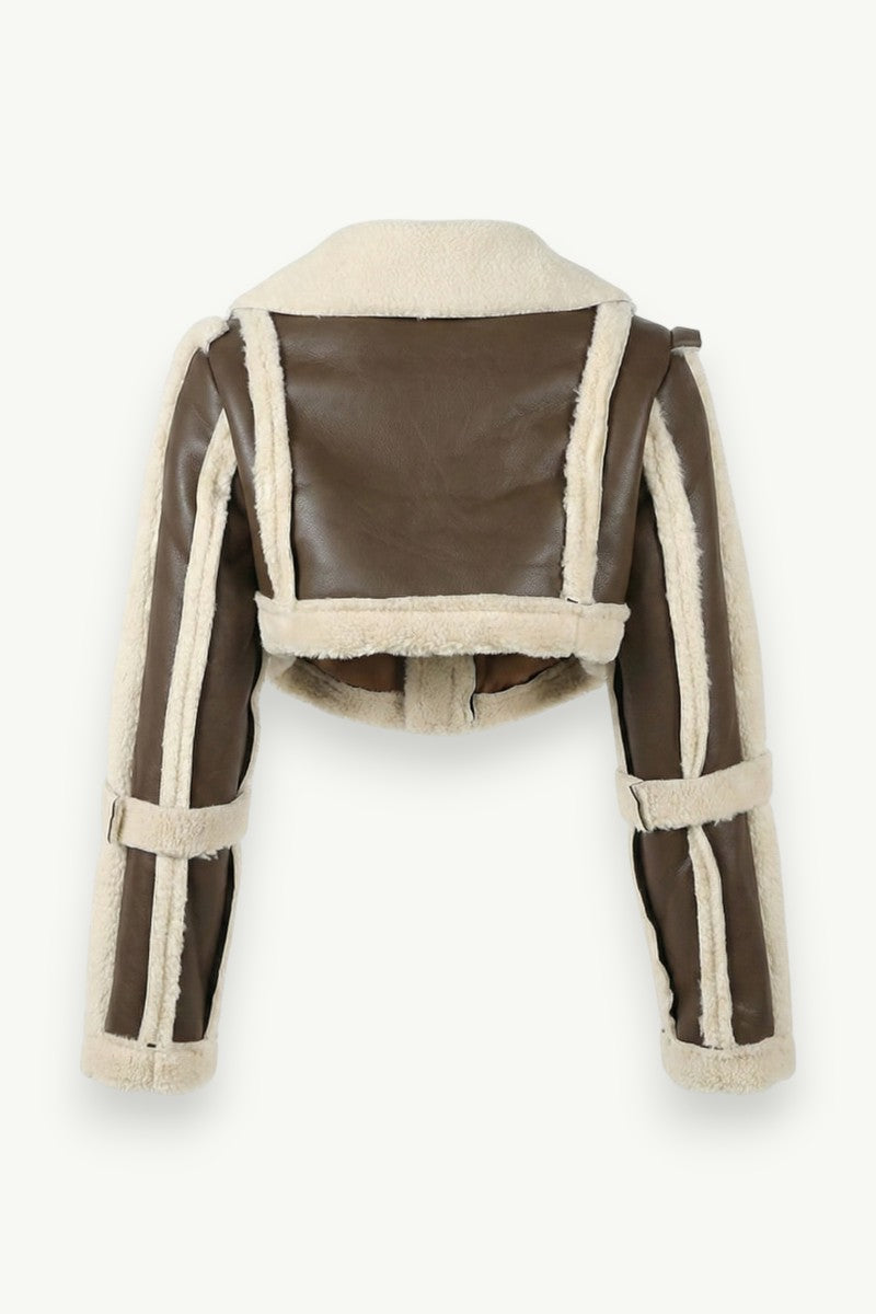 Furry Patchwork Cropped Street Jacket