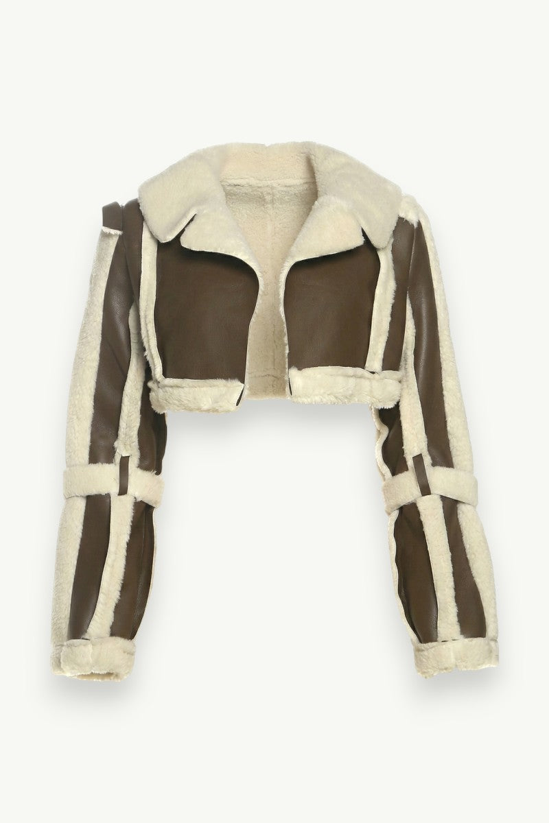 Furry Patchwork Cropped Street Jacket