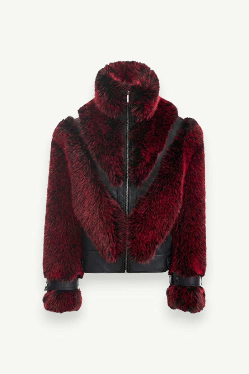 Luxury Patchwork Faux Fur Zip Jacket