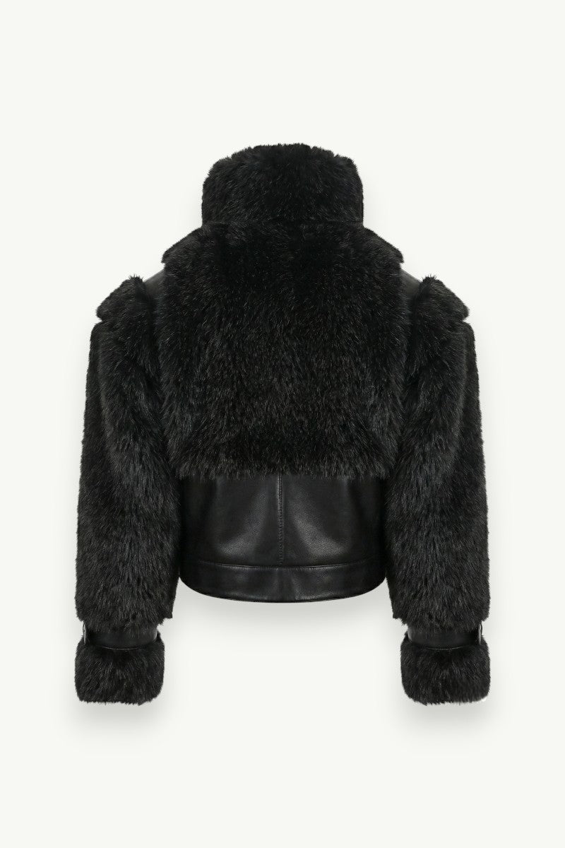 Luxury Patchwork Faux Fur Zip Jacket