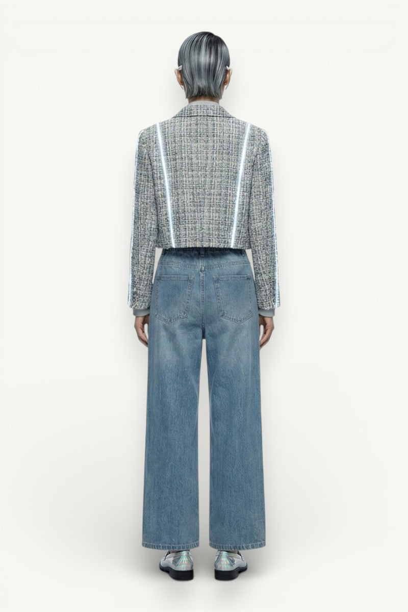 Elastic Waist High-Waist Wide-Leg Jeans