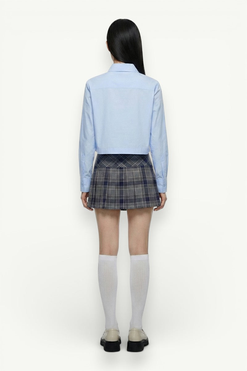 Chic Crystal-Detail Blue Blouse