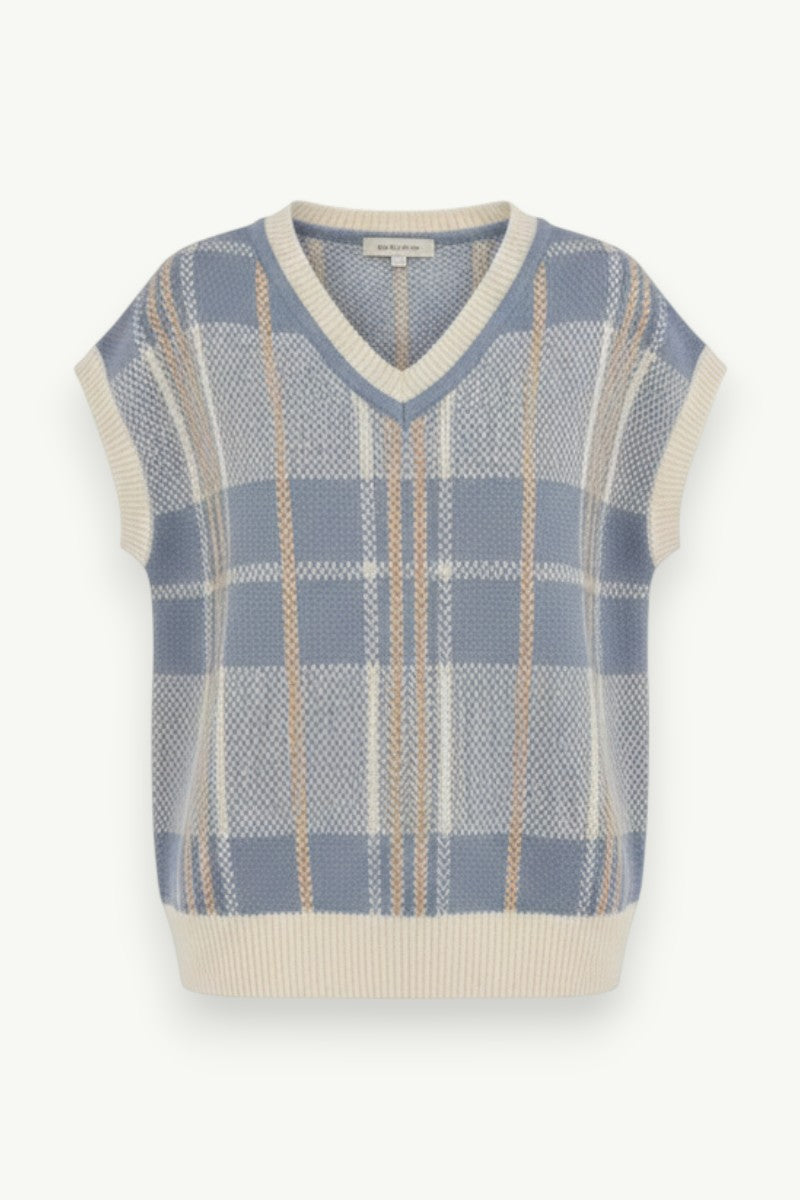 Vintage Plaid V-Neck Knit Sweater Vest