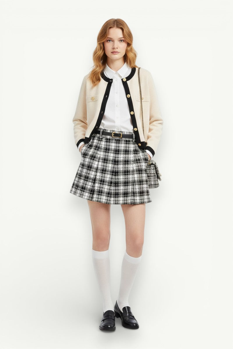 Vintage Gold-Button Knit Cardigan