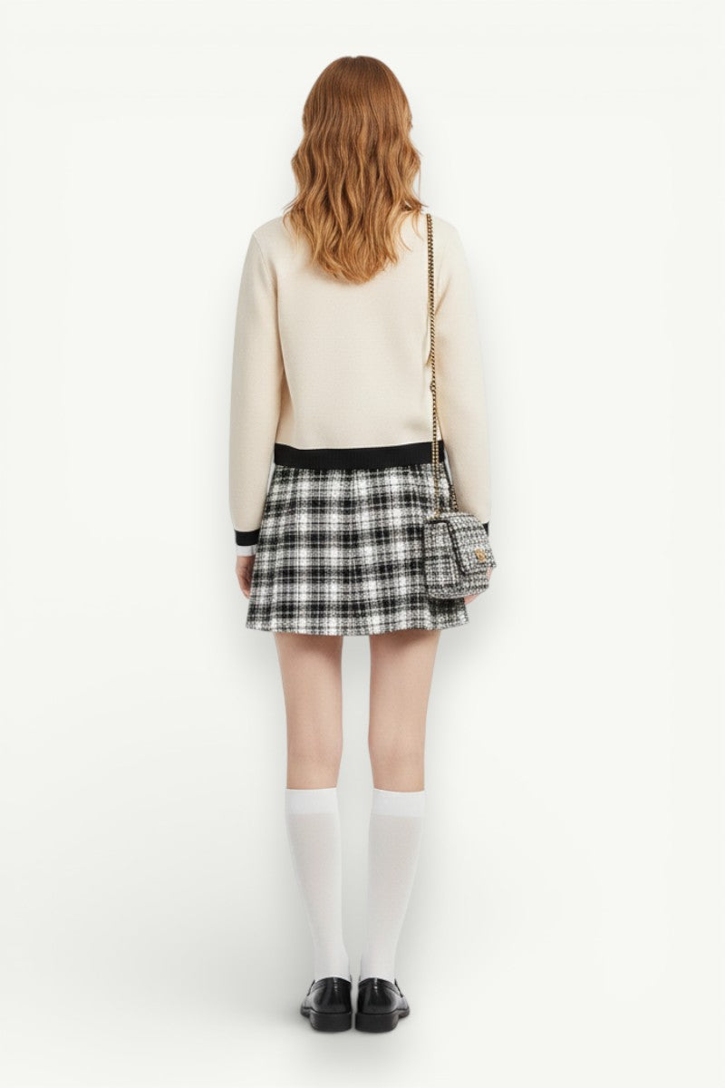 Vintage Gold-Button Knit Cardigan