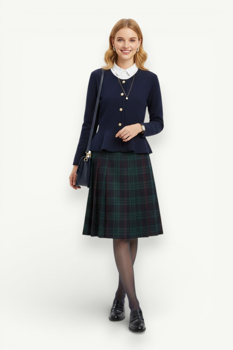 Vintage Button-Detail Hem Cardigan