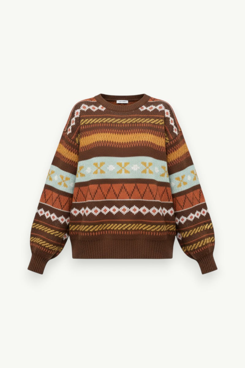 Vintage Ethnic Stripe Knit Sweater