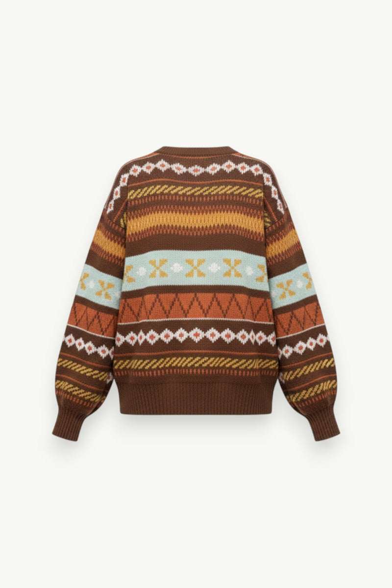 Vintage Ethnic Stripe Knit Sweater