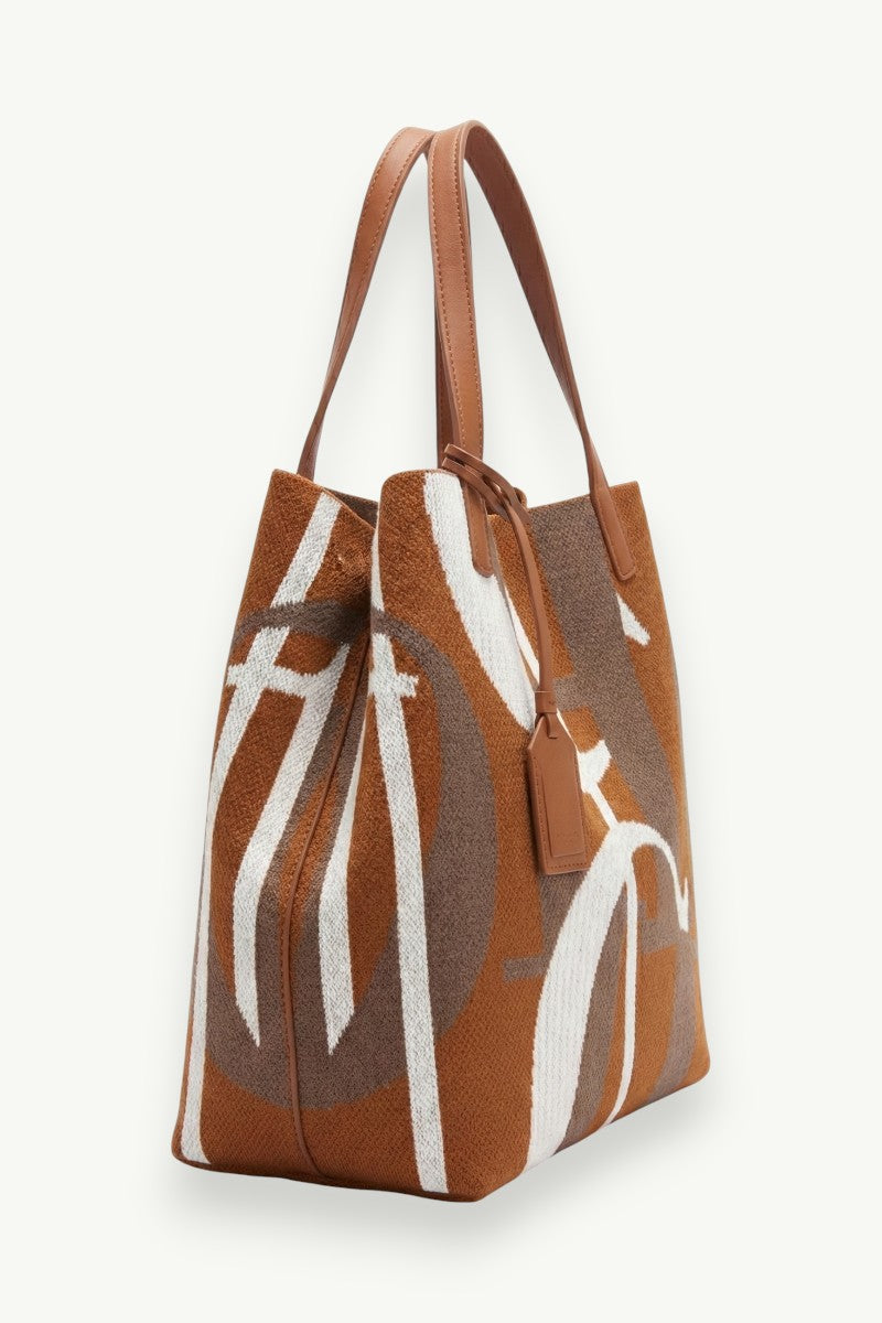 Letter-Print Large Capacity Shoulder Bag