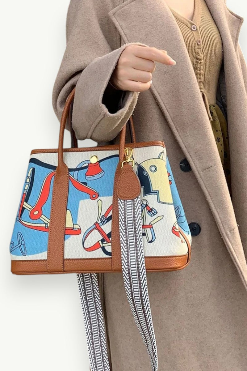 Graffiti Patchwork Canvas Tote