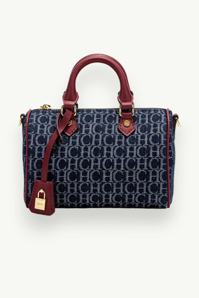 Denim-Splice Pillow Shoulder Bag