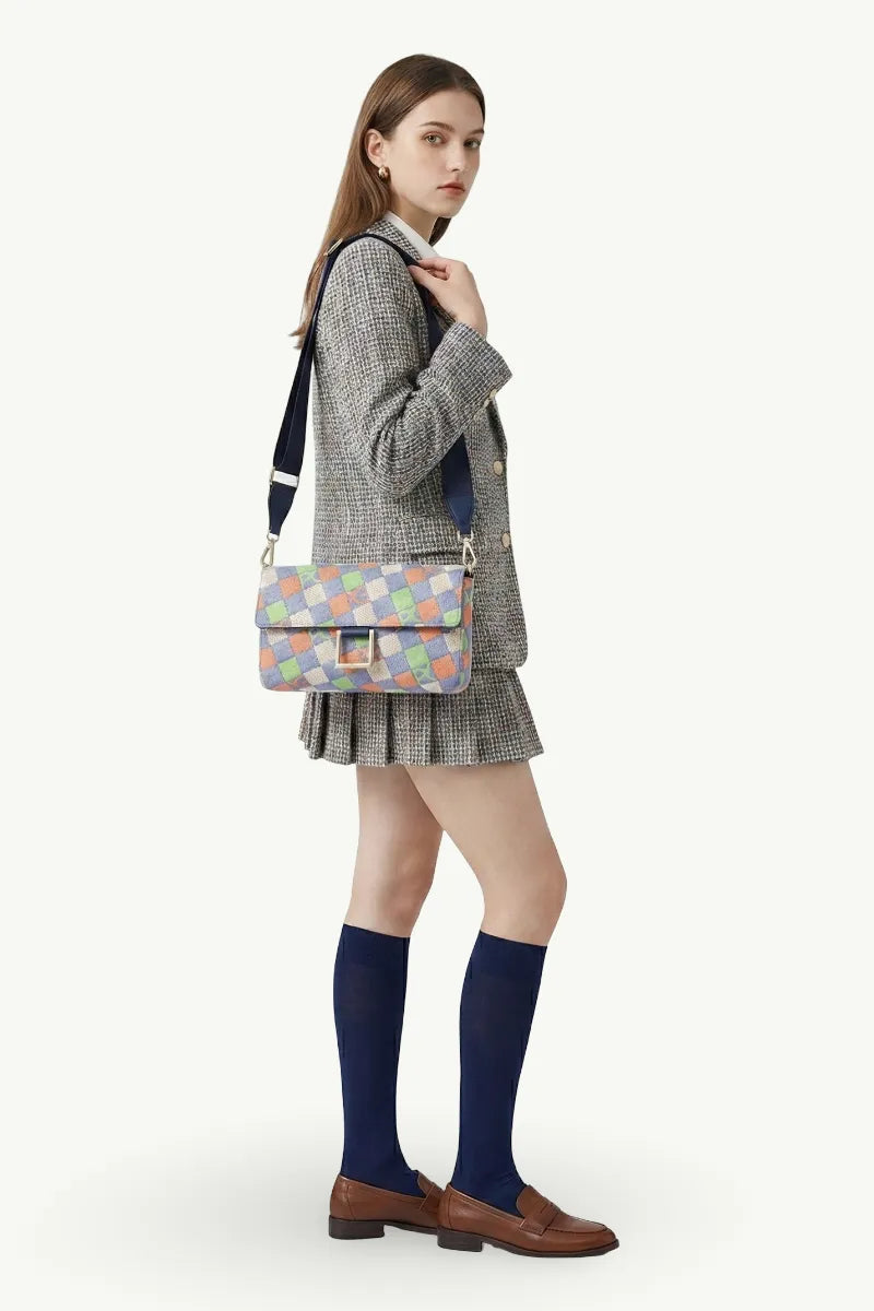 Geometric Embroidered Satchel Bag
