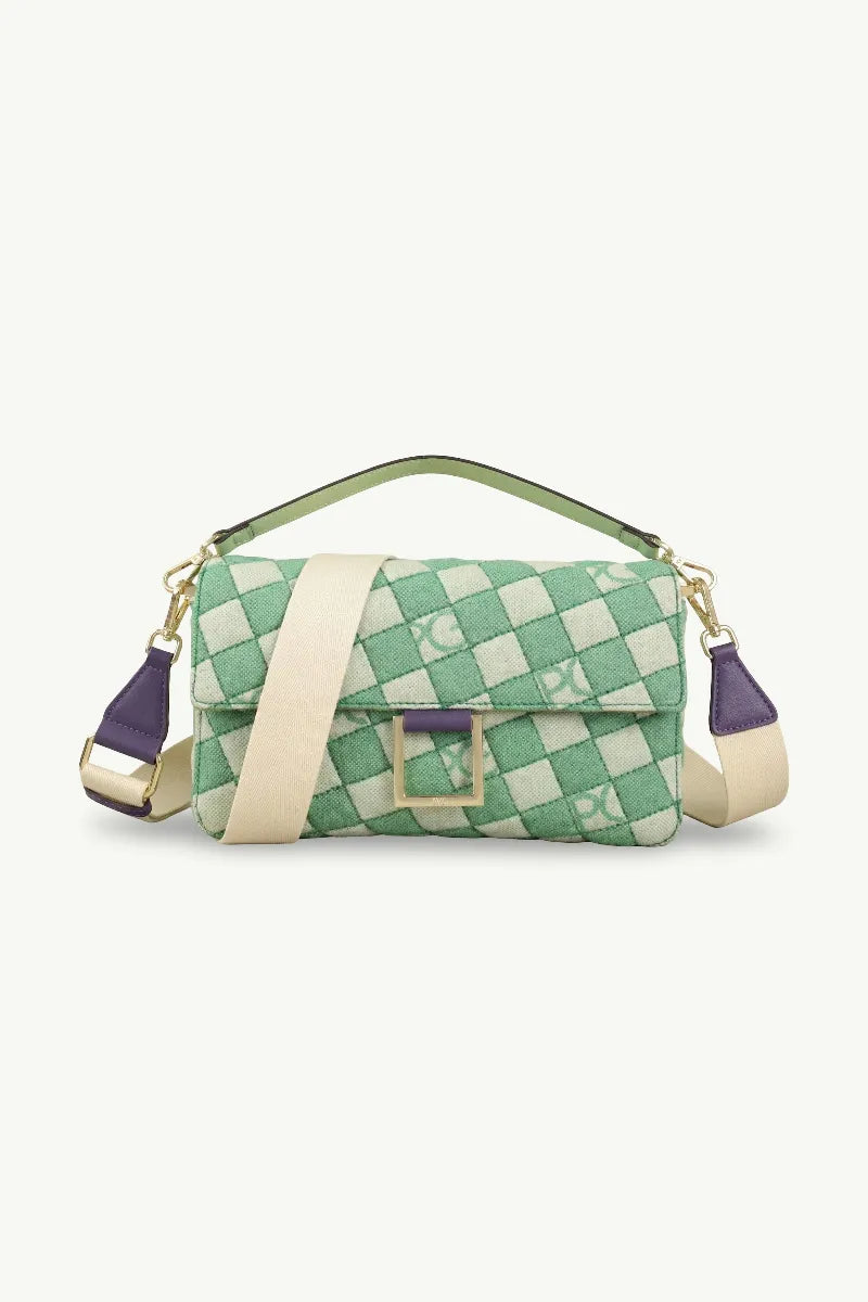 Geometric Embroidered Satchel Bag