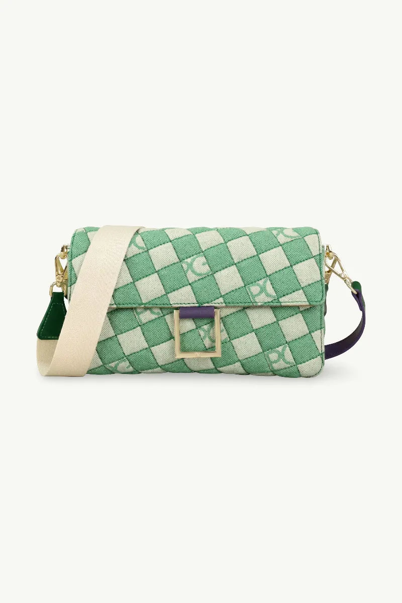 Geometric Embroidered Satchel Bag