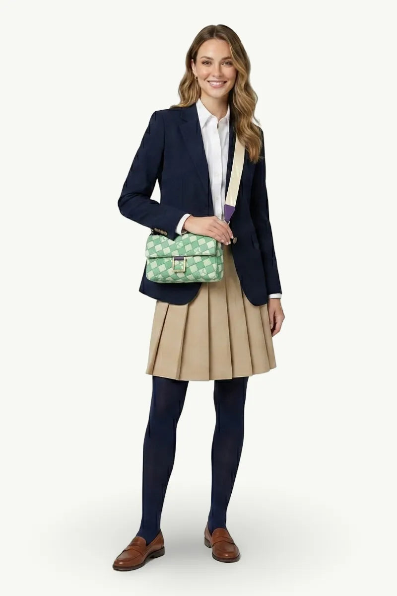Geometric Embroidered Satchel Bag