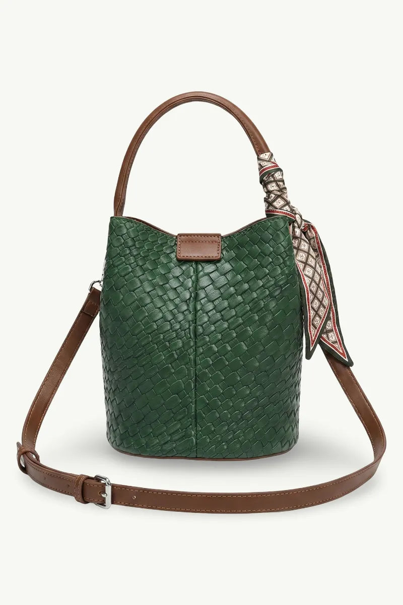 Woven-Effect Bucket Shoulder Bag