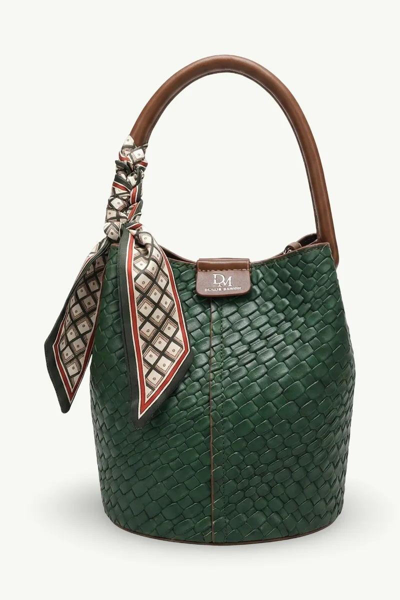 Woven-Effect Bucket Shoulder Bag