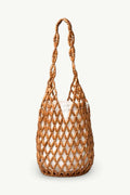 Handmade Wooden Bead Woven Bucket Bag