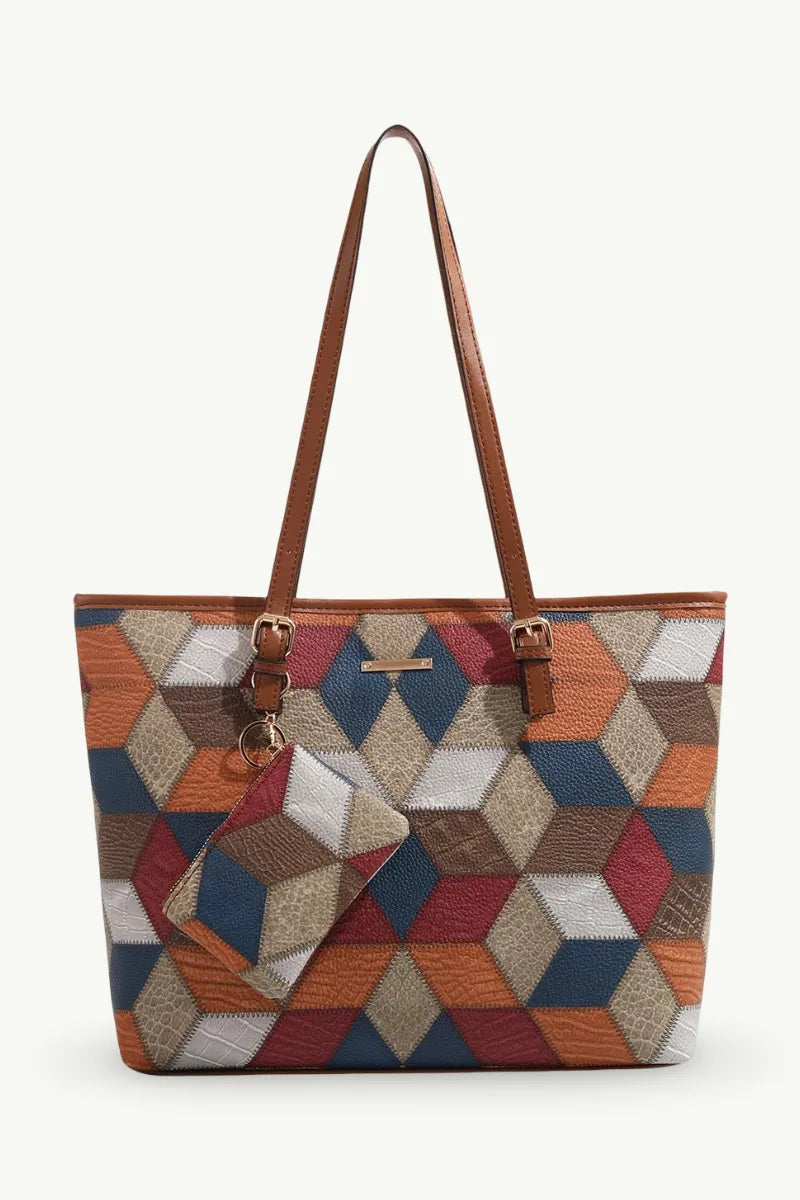 Cross-Pattern Fashion Satchel