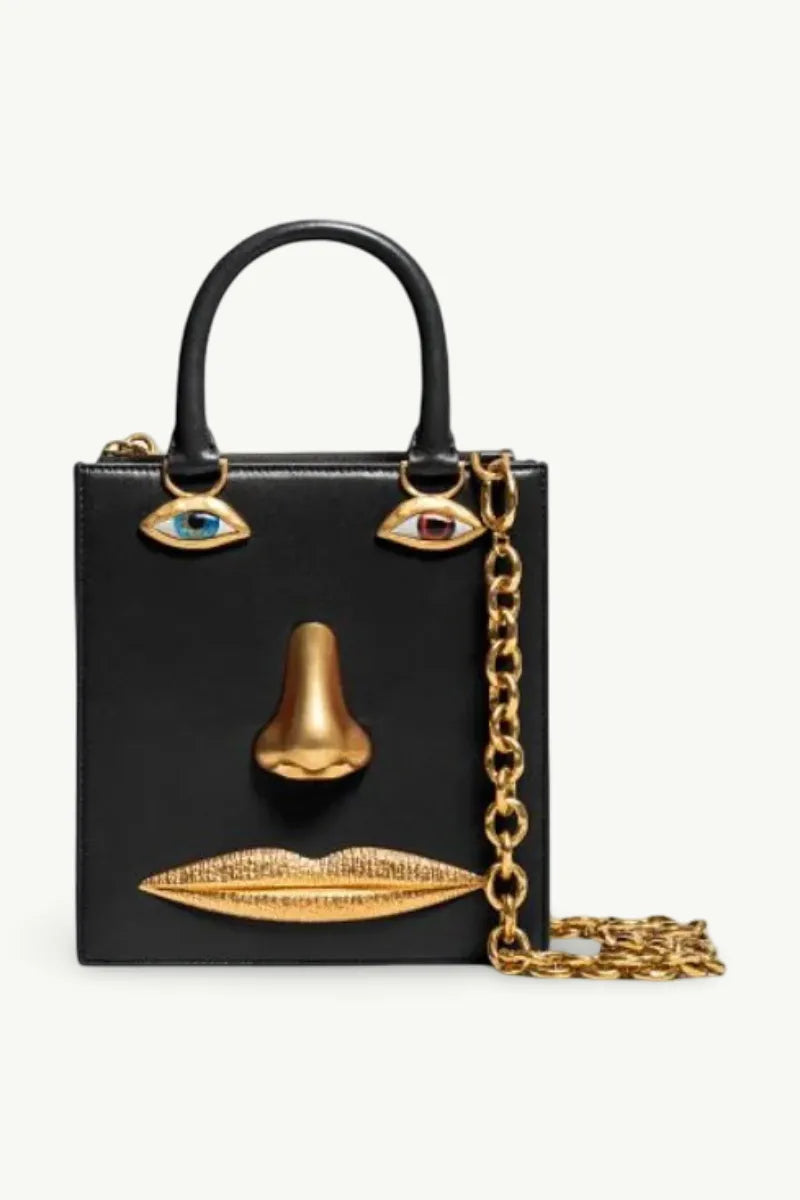 Mini Face Charm Leather Crossbody