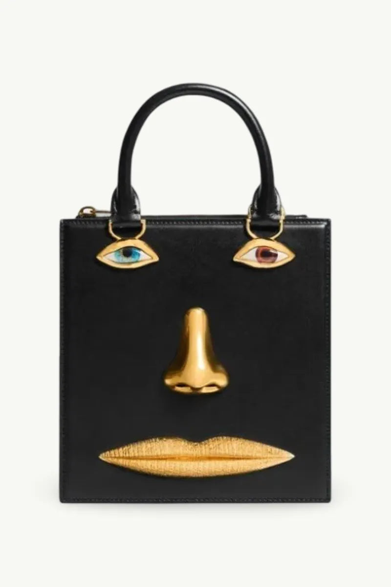 Mini Face Charm Leather Crossbody