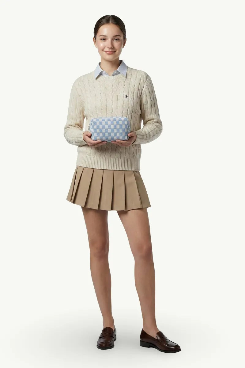 Plaid Portable Makeup Pouch
