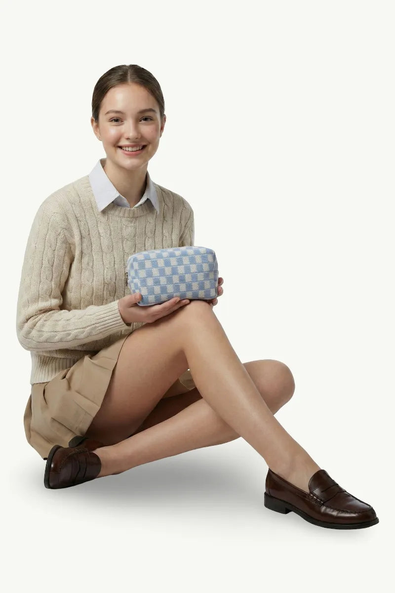 Plaid Portable Makeup Pouch